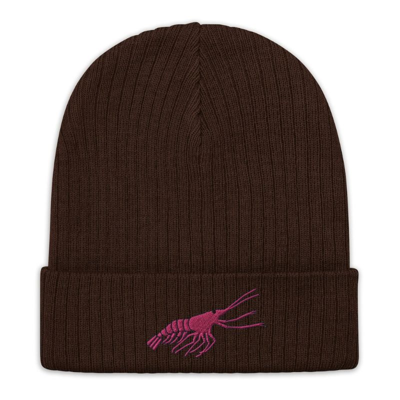 Beanie Embroidery Brown Little Shrimp Unisex