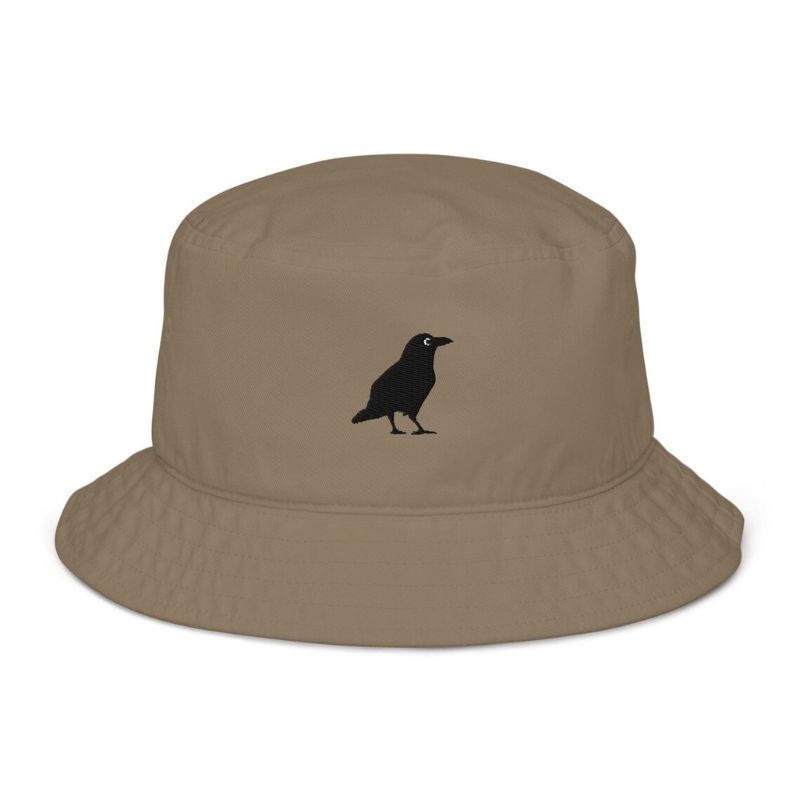 Embroidered Brown Crow Bucket Hat Unisex